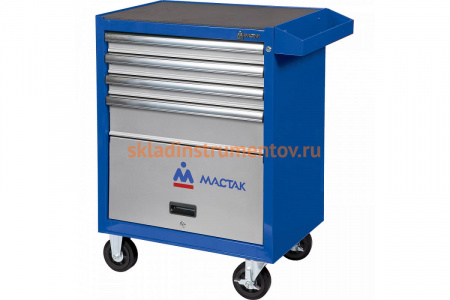 Инструментальная тележка МАСТАК серии ОПТИМА, 4 полки и отсек, синяя 522-04581MB