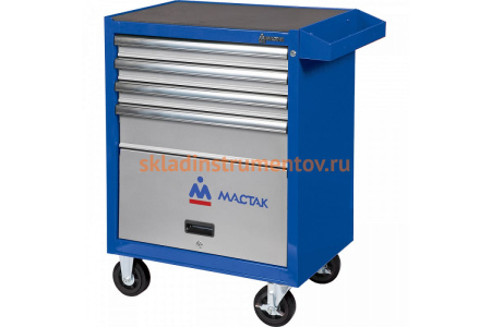 Инструментальная тележка МАСТАК серии ОПТИМА, 4 полки и отсек, синяя 522-04581MB