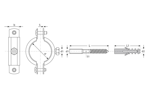 Трубный хомут "МАСТЕР" Зубр оцинкованный в комплекте с сантехнической шпилькой и дюбелем, 3/4", 1 шт 37866-26-30