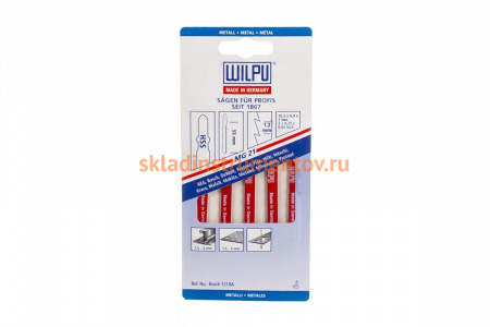 Пилка по металлу MG 21 (5 шт; 76.5х6.4х1 мм; 55 мм; 21 TPI; HSS) WILPU 256000005