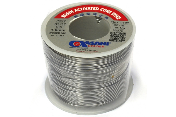Припой (1 мм, 0.25 кг, Sn63/Pb37, СF10 флюс RA) ASAHI 00-00000071