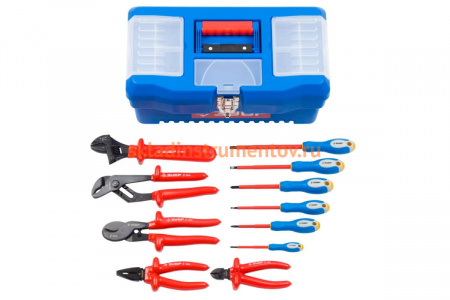 Набор: Губцевый инструмент, диэлектрический, высоковольтный до ~1000В, 12 предметов Зубр "ЭКСПЕРТ" 2214-H12_z01