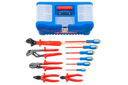 Набор: Губцевый инструмент, диэлектрический, высоковольтный до ~1000В, 12 предметов Зубр "ЭКСПЕРТ" 2214-H12_z01