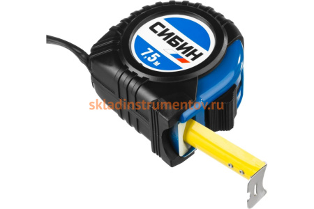 Рулетка в ударостойком обрезиненном корпусе СИБИН 7.5м / 25мм 34019-08-25