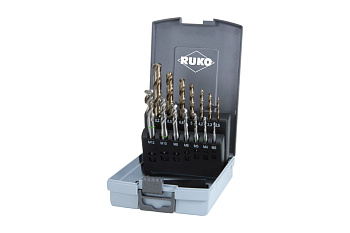 Набор машинных метчиков RUKO HSS-Co5 35 град.M3-M12 со сверлами 245052RO