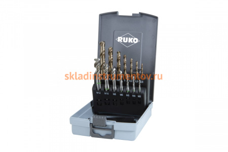 Набор машинных метчиков RUKO HSS-Co5 35 град.M3-M12 со сверлами 245052RO