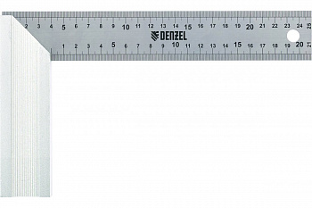 Угольник Denzel нержавеющая сталь, градуировка, алюминиевое основание, 250 мм 32396