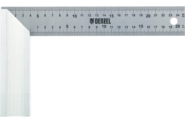 Угольник Denzel нержавеющая сталь, градуировка, алюминиевое основание, 250 мм 32396