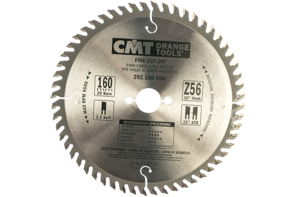 Диск пильный по дереву (160х20х2,2/1,6 мм; Z56) CMT 292.160.56H