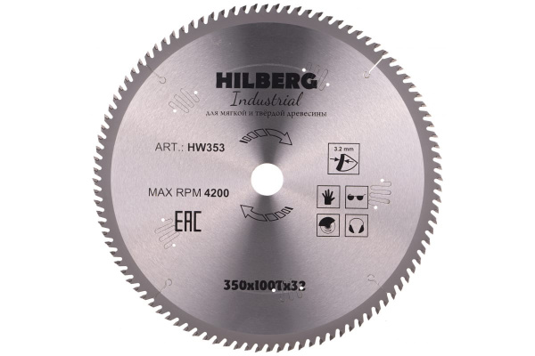 Диск пильный по дереву Industrial (350х32 мм; 100Т) Hilberg HW353
