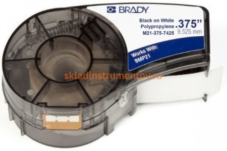 Лента 9.53мм/6.4м, полипропилен, черный на белом Brady M21-375-7425 brd121014