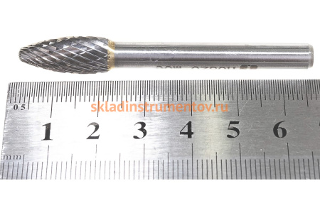 Борфреза твердосплавная пламевидная с двойной насечкой (8х20 мм; хвостовик 6 мм) ПНЕВМО-ТРЕЙД H0820-M06