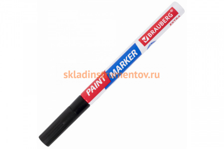 Лаковый маркер-краска BRAUBERG EXTRA paint marker 2 мм, ЧЕРНЫЙ, УЛУЧШЕННАЯ НИТРО-ОСНОВА, 151968