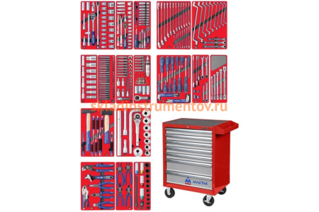 Набор инструментов ЭКСПЕРТ 323 предмета МАСТАК 52-07323R в красной тележке