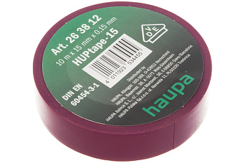 Изолента ПВХ HAUPA цвет фиолетовый, шир.15мм, длина 10 м, d 60 мм 263812