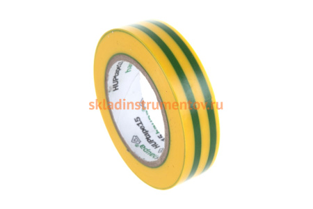 Изолента ПВХ HAUPA цвет желто-зеленый, шир.15мм, длина 10 м, d 60 мм 263818