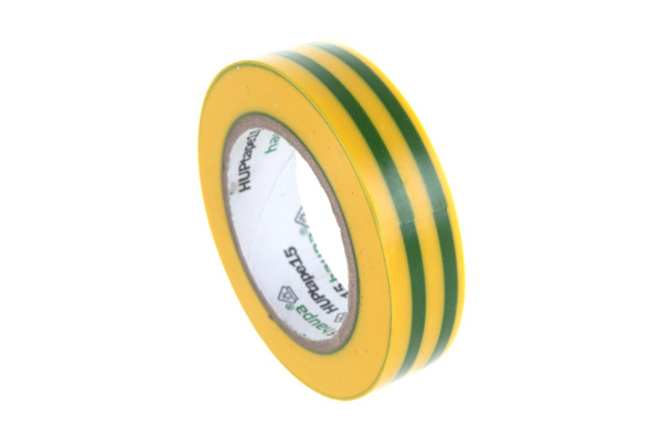 Изолента ПВХ HAUPA цвет желто-зеленый, шир.15мм, длина 10 м, d 60 мм 263818