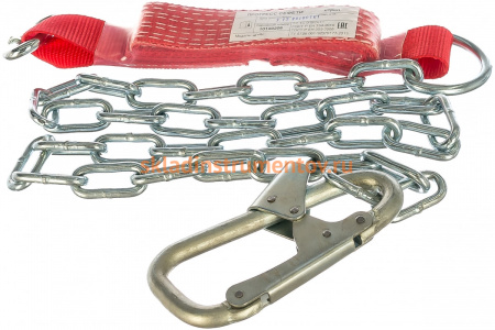 Строп из цепи с амортизатором, монтажным и соединительным карабином ПРОГРЕСС СЕФЕТИ Строп аГ+Кс