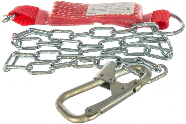 Строп из цепи с амортизатором, монтажным и соединительным карабином ПРОГРЕСС СЕФЕТИ Строп аГ+Кс