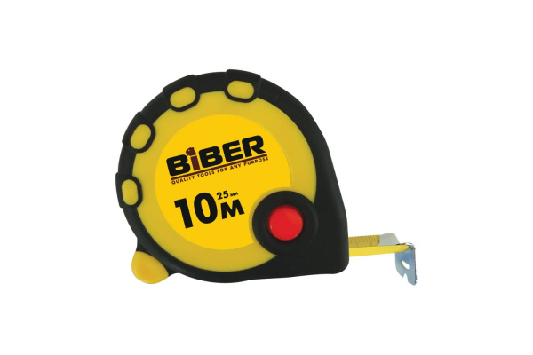 Рулетка (обрезиненный корпус, 10 м х 25 мм) Biber STANDART 40095 тов-173014