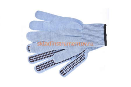 Трикотажные перчатки СИБРТЕХ акрил, ПВХ гель, Протектор, голубые, оверлок, 68666
