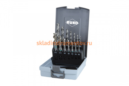 Набор машинных метчиков RUKO HSS 35 град M3-M12+сверла 245049RO