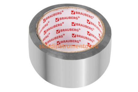 Клейкая алюминиевая лента BRAUBERG 50 мм х 40 м, термо- и морозостойкая 606769