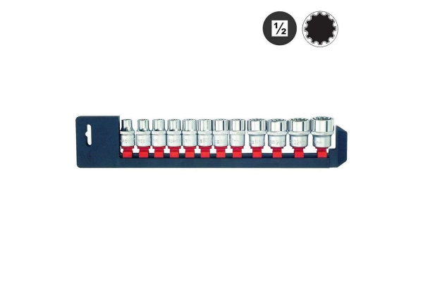 Набор коротких головок 1/2", Spline, 12 шт., 10-24 мм FORCE 4124Q