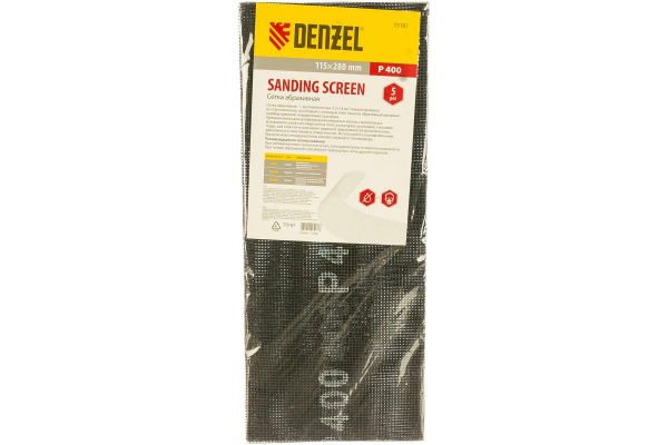 Сетка абразивная (5 шт; 115х280 мм; P 400) DENZEL 75187