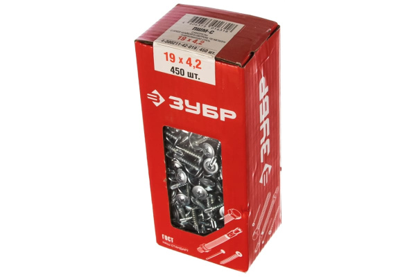 Саморезы с прессшайбой и сверлом по листовому металлу 450 шт. (4,2х19 мм; PH2) ЗУБР 4-300211-42-019