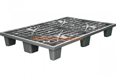 Паллет Тара.ру 1200x800x160 мм, перфорированный, на 9 ножках, вкладываемый, серый 12747