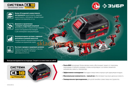 Бесщеточная газонокосилка ЗУБР 36 В ГКЛ-3736