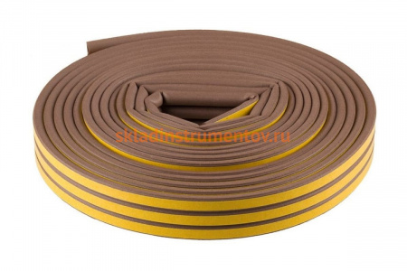 Резиновый самоклеящийся уплотнитель Зубр профиль "D", коричневый, 16м 40930-016