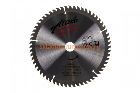 Диск пильный по дереву (260х30 мм; 60T; ч/рез) АТАКА 8079650
