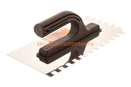 Гладилка Зубр Мастер 130x270мм, 10x10 мм, штукатурная зубчатая нержавеющая с пластиковой ручкой 08042-10