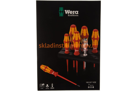 Набор диэлектрических отверток Wera, VDE, индикатор напряжения, подставка, 7 предметов, WE-006480