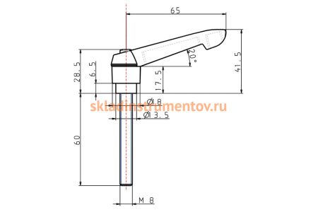 Зажимной рычаг KIPP K0269.2081X60