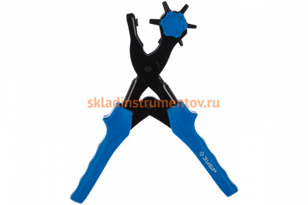 Револьверный дырокол Зубр Эксперт 6 в 1 для кожи с двурычажным механизмом 2-4.5 мм 22947