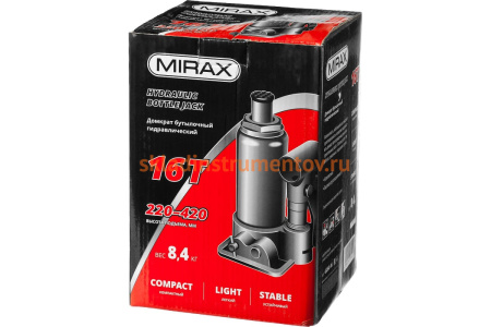 Гидравлический бутылочный домкрат MIRAX 16т 43260-16