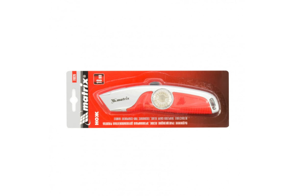 Нож 18мм, выдвижное трапециевидное лезвие, эргономичная двухкомпонентная рукоятка MATRIX 78926