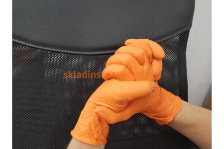 Нескользящие одноразовые нитриловые перчатки Jeta Safety оранжевые JSN 50 NATRIXOR08/M