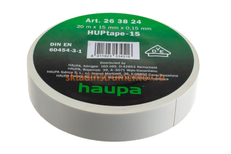 Изолента HAUPA ПВХ белый 15ммх20 м, d 74 мм 263824