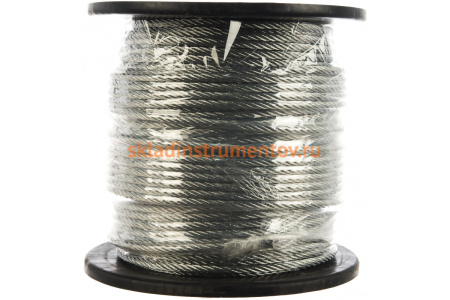 Стальной трос Зубр DIN 3055, оцинкованная сталь, синтетическая сердцевина, d=6 мм, L=120 м 4-304110-06 Стальной трос Зубр DIN 3055, оцинкованная сталь, синтетическая сердцевина, d=6 мм, L=120 м 4-304110-06