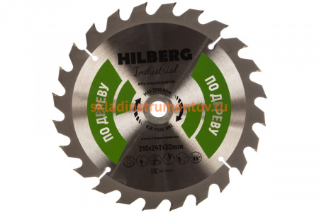 Диск пильный Industrial Дерево (210x30 мм; 24Т) Hilberg HW210