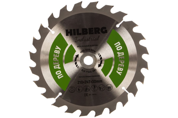 Диск пильный Industrial Дерево (210x30 мм; 24Т) Hilberg HW210