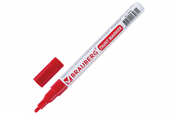 Лаковый маркер-краска 1-2 мм, красный, нитро-основа, алюминиевый корпус BRAUBERG 150865