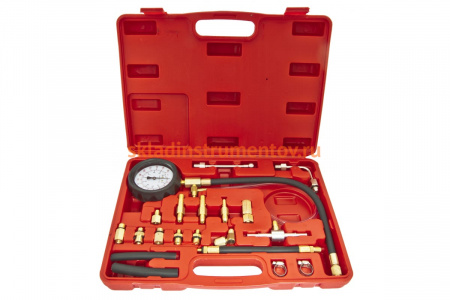 Тестер давления в топливных системах ЭВРИКА 21 предмет, в кейсе, бензин ER-86317