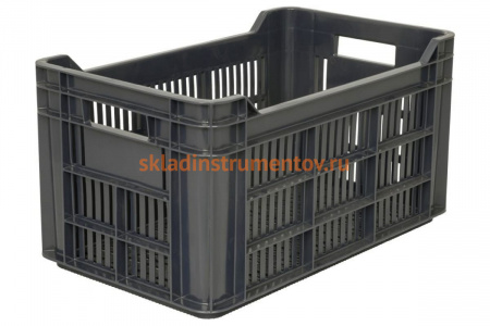 Ящик п/э Тара.ру 500х300х264 с перфорацией, чёрный 01305