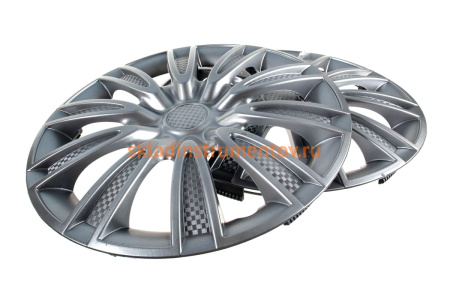 Колесные колпаки Airline 14" Торнадо, серебристый, карбон, 2 шт. AWCC-14-06