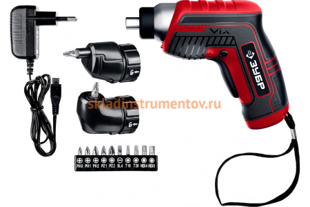 Аккумуляторная отвертка с битами ЗУБР ViX О-Е-3.6 ЛиМ2